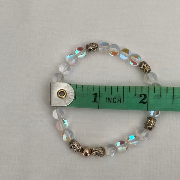 NEW Clear Aura Quartz Round Beads Bracelet with Buddha Head Beads Accent - Picture 5 of 5
